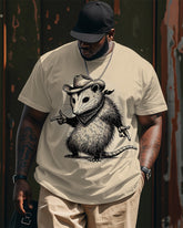 Big & Tall Men's Street Fashion L Mouse Graffiti Print Round Neck Short Sleeve T-Shirt